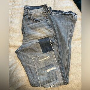 American Eagle vintage patchwork flare jeans.